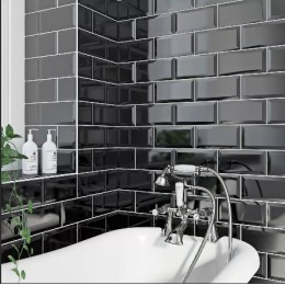 Керамическая плитка Biselado Negro Brillo 7.5x15 см