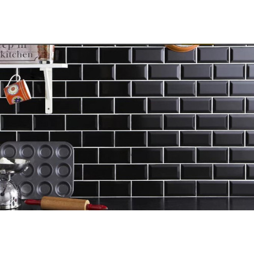 Керамическая плитка Dar Ceramics Biselado Negro Brillo 10x20