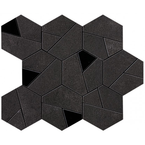 Керамогранит Неглазурованный Boost Tarmac Mosaico Hex Black 25x28,5