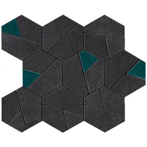 Керамогранит Неглазурованный Boost Tarmac Mosaico Hex Jade 25x28,5